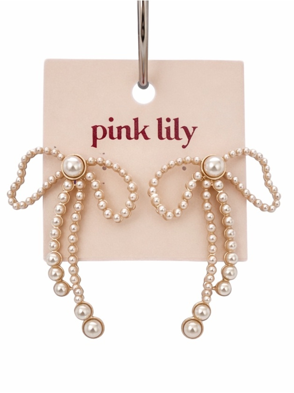 Pink Lily Pearl Bow Statement Earrings